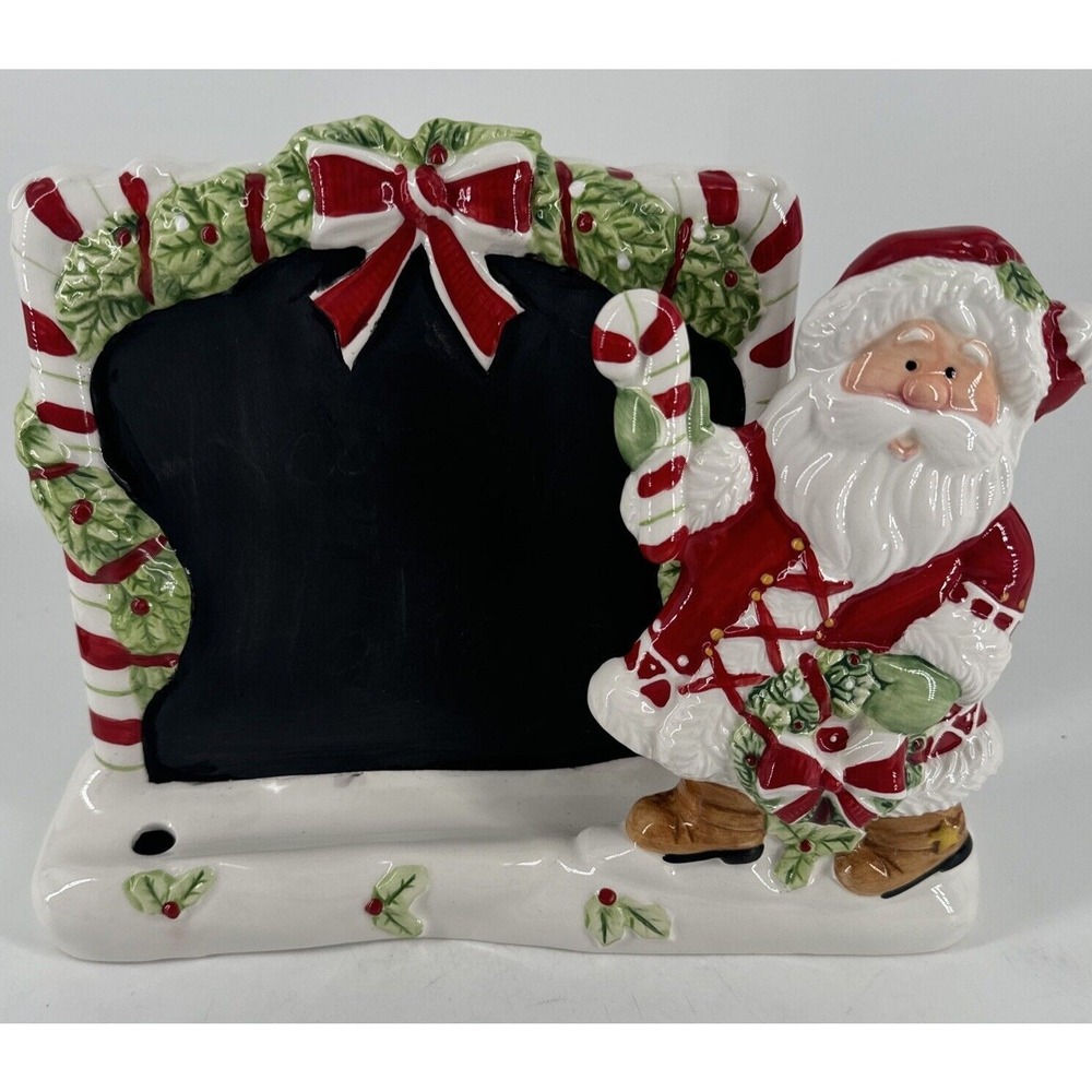 Santa Tablet Holder & Chalkboard Candy Cane Christmas Ceramic Gift Fitz & Floyd